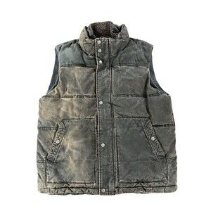 Fat Face Men's Waxed Dark Brown Vest Jacket UK Flannel Lined XL